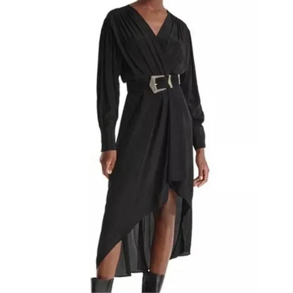 New the Kooples black silk blend plain luxury dress sz 2 medium flaw - Picture 2 of 6